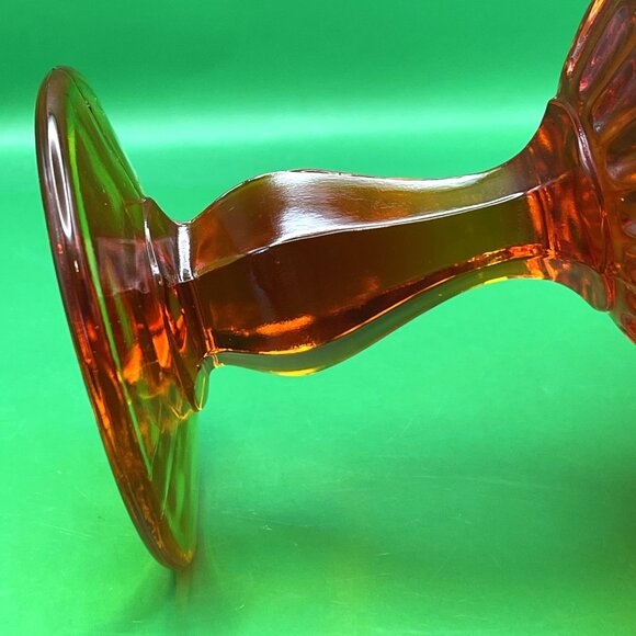 Fenton Amberina Ruffled Crimped Thumbprint Pedestal Candy Dish Compote VTG MCM - Picture 8 of 13